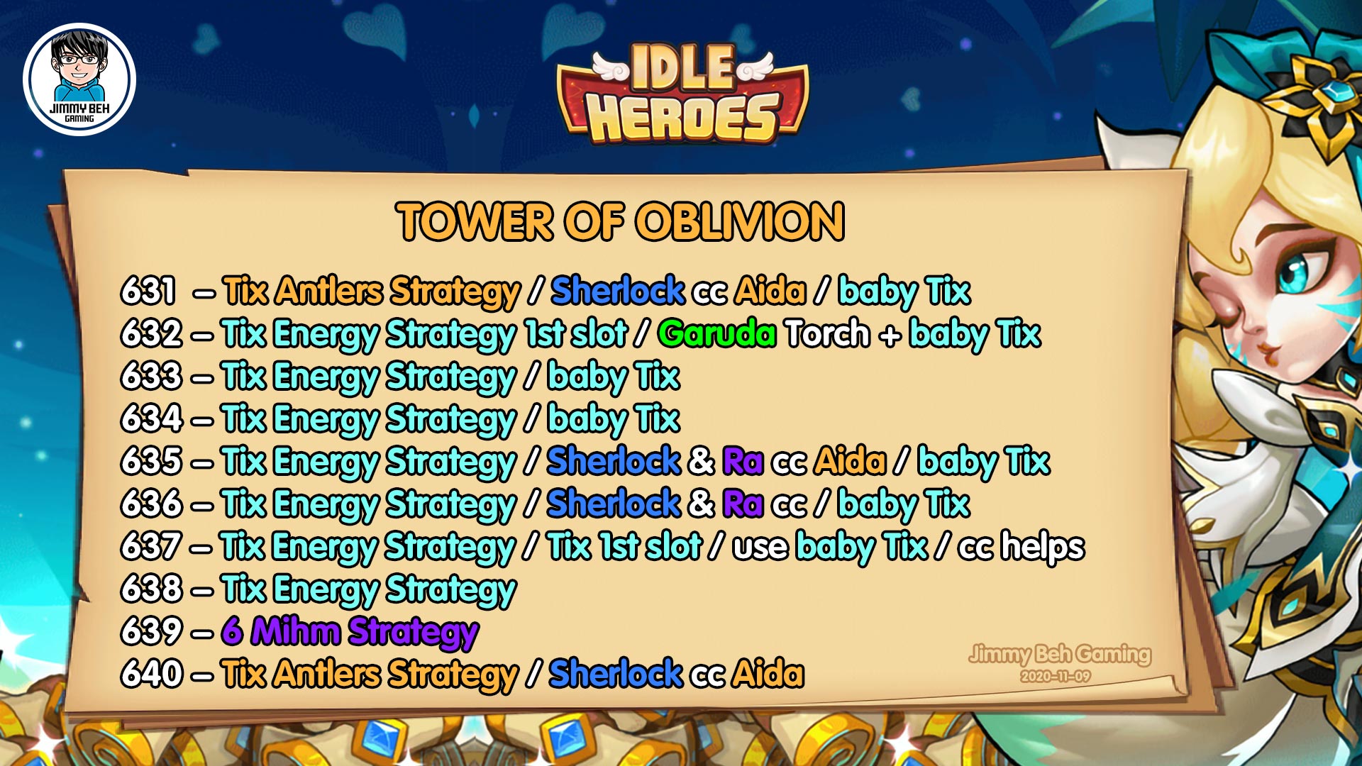 Idle Heroes Tower Of Oblivion 631640 Easy Clear With 10 Star God Of Tower Tix Jimmy Beh 小马